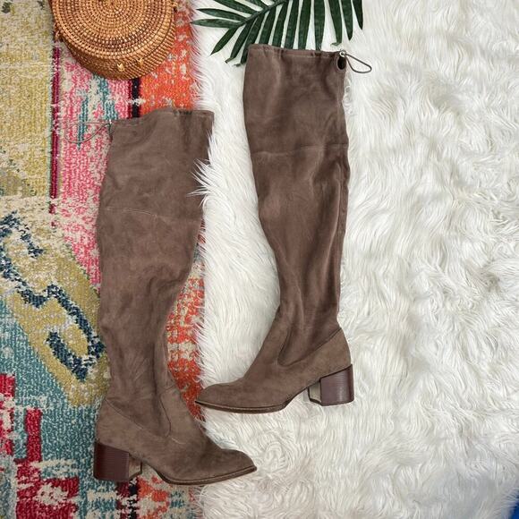 BCBGeneration Neutral Brown Tan Faux Suede Over the Knee Boots 8 - Picture 1 of 9